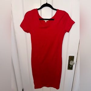 Red body con dress